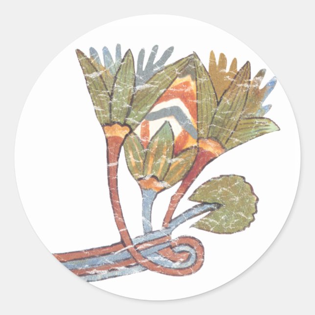 Ancient Egyptian Lotus Flower Classic Round Sticker (Front)
