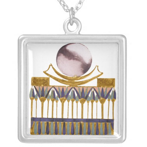 Ancient Egyptian Moon Pictoral Silver Plated Necklace