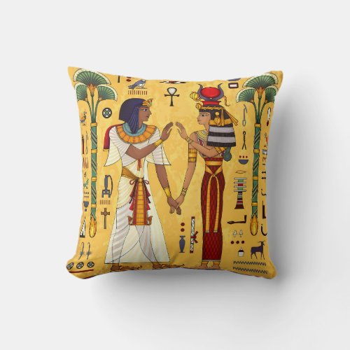 Ancient Egyptian Motif History Throw Pillow