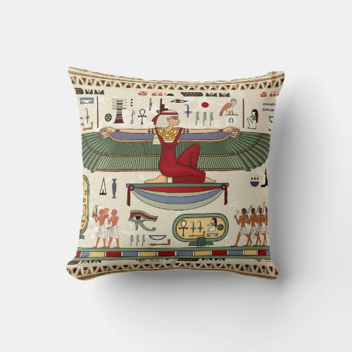 Ancient Egyptian Motif History Throw Pillow