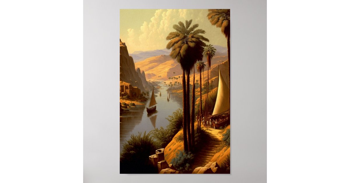 Ancient Egyptian Nile River Fantasy Art Poster | Zazzle