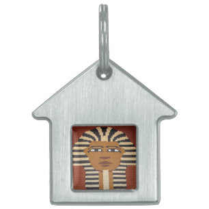 Ancient Egyptian Pharaoh King Tut Brown Crochet Pet Name Tag