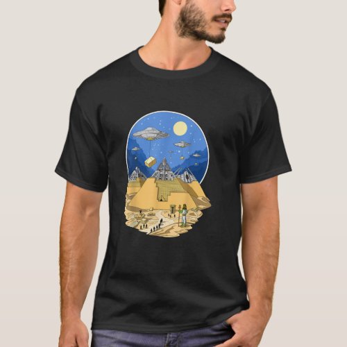 Ancient Egyptian Pyramids Aliens Space UFO Science T_Shirt