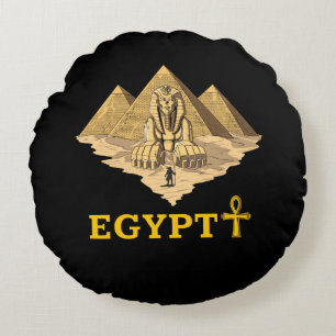 Ancient Egyptian Pyramids Sphinx Sacred Geometry Round Pillow