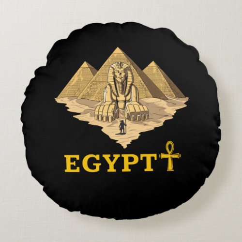 Ancient Egyptian Pyramids Sphinx Sacred Geometry Round Pillow