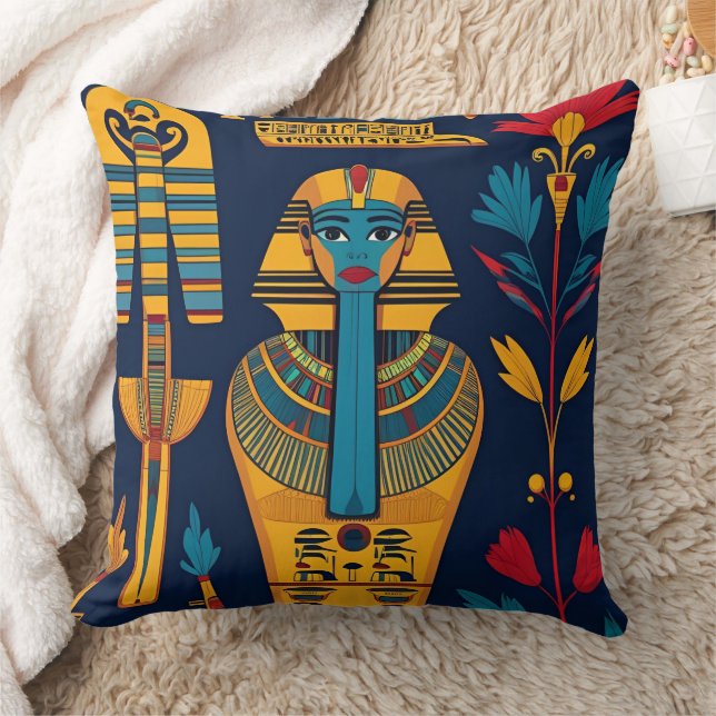 Ancient egyptian queen decorative throw pillow  (Blanket)