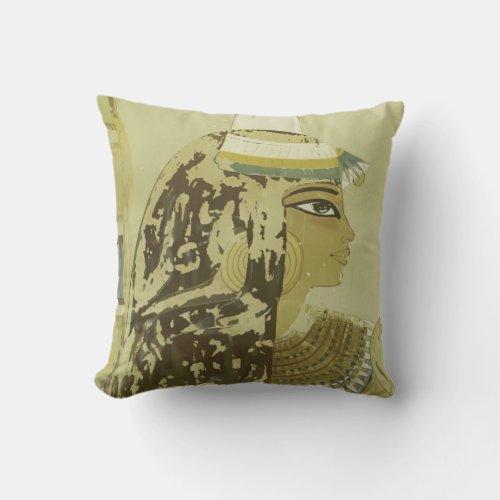 Ancient Egyptian Queen Headdress Vintage Travel Throw Pillow