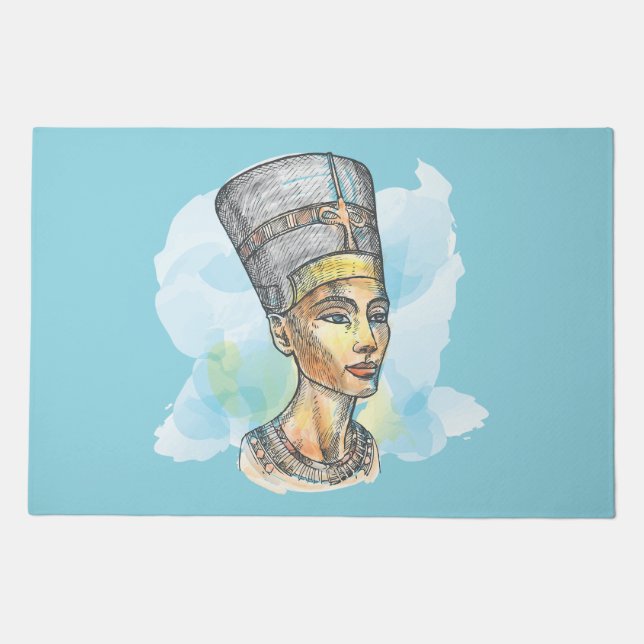 Ancient Egyptian Queen Nefertiti Bust Sketch Doormat (Front)