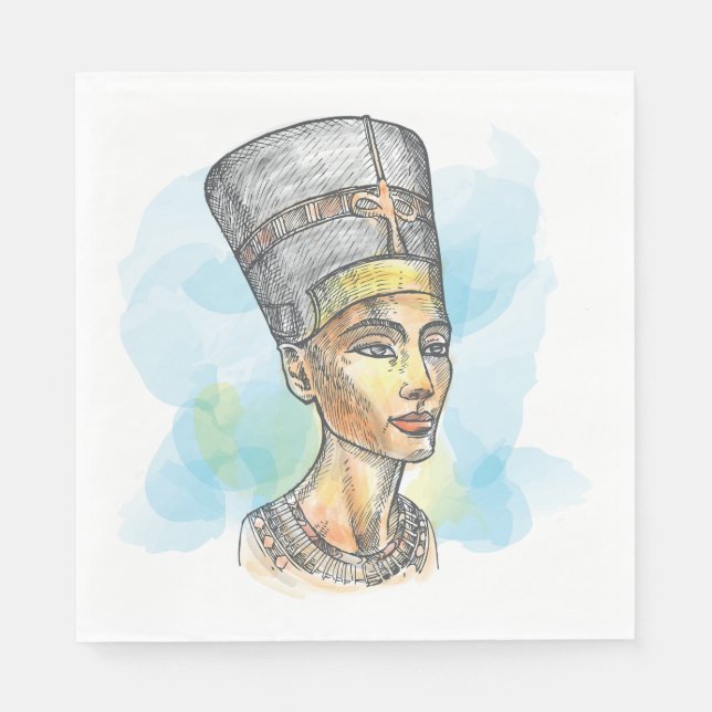 Ancient Egyptian Queen Nefertiti Bust Sketch Napkins (Front)