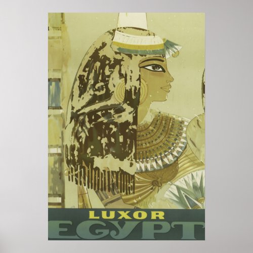 Ancient Egyptian Queen Vintage Luxor Travel Poster