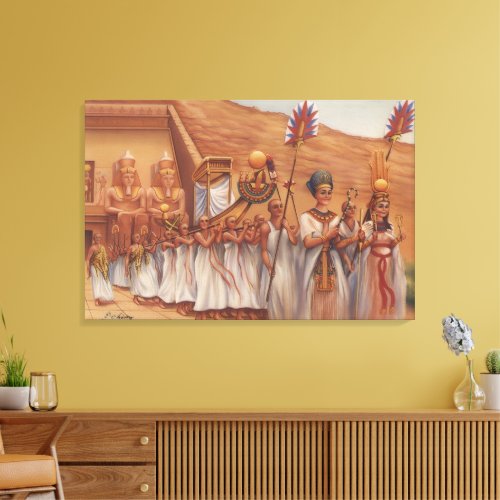 Ancient Egyptian Royal Procession Abu Simbel Art P Canvas Print