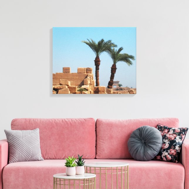 Ancient Egyptian Ruins with Palm Trees Canvas Print (Insitu(LivingRoom))