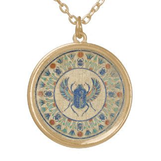 Ancient Egyptian Sacred Scarab Amulet Gold Plated Necklace