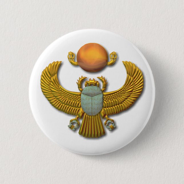 Ancient Egyptian Sacred Scarab - Gold Button (Front)