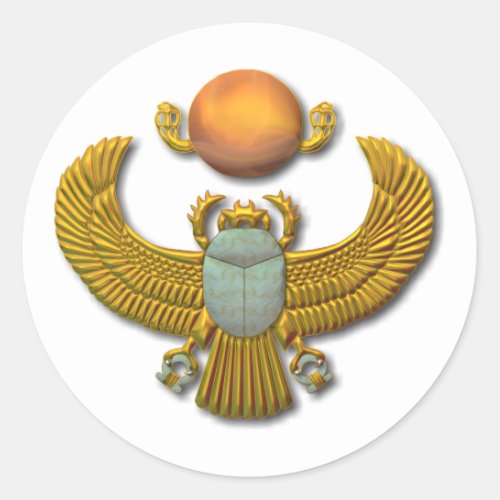 Ancient Egyptian Sacred Scarab _ Gold Classic Round Sticker