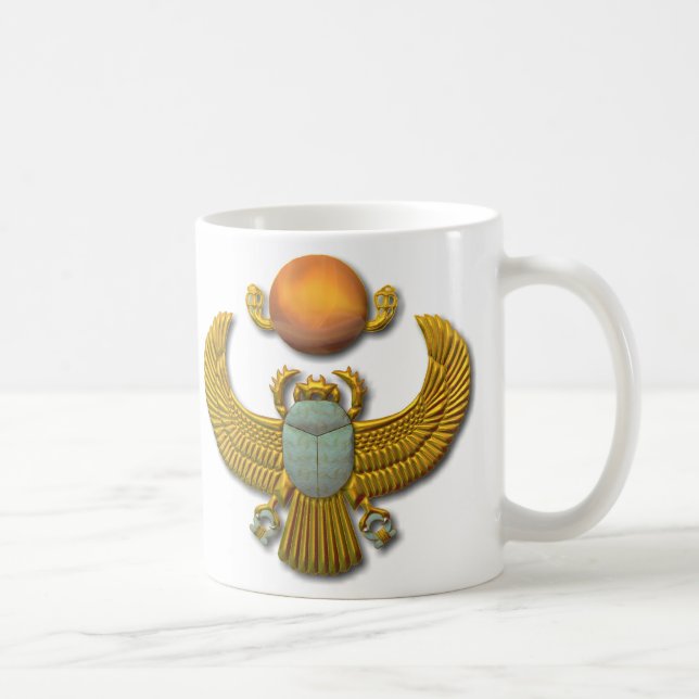 Ancient Egyptian Sacred Scarab - Gold Coffee Mug (Right)