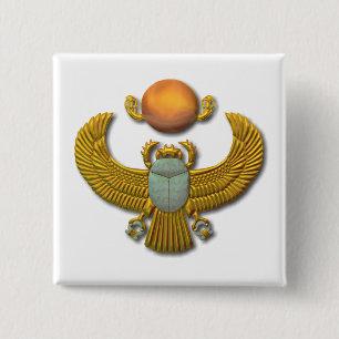 Ancient Egyptian Sacred Scarab - Gold Pinback Button