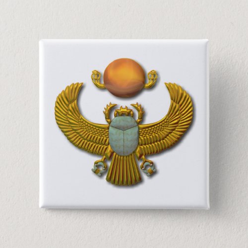 Ancient Egyptian Sacred Scarab _ Gold Pinback Button