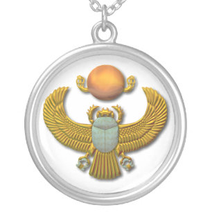 Ancient Egyptian Sacred Scarab - Gold Silver Plated Necklace