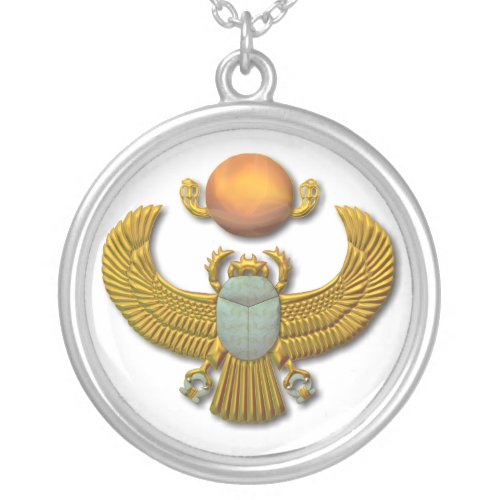 Ancient Egyptian Sacred Scarab _ Gold Silver Plated Necklace