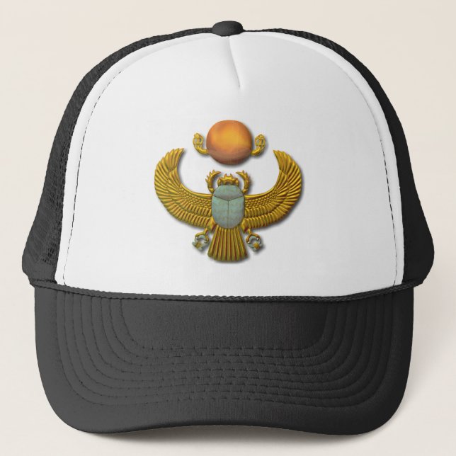 Ancient Egyptian Sacred Scarab - Gold Trucker Hat (Front)