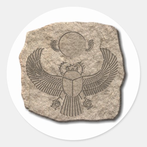 Ancient Egyptian Sacred Scarab Stone Classic Round Sticker