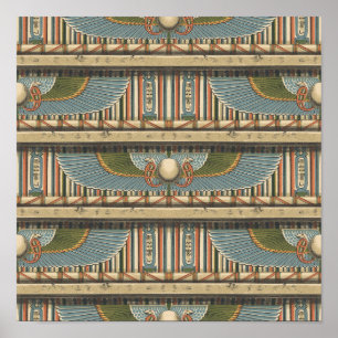 Ancient Egyptian Scarab and Hieroglyph Pattern Poster