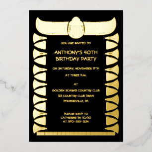 Ancient Egyptian Scarab Beetle Custom Foil Invitation