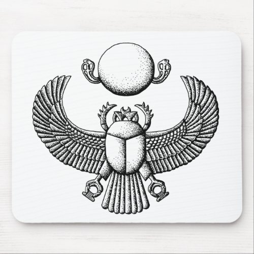 Ancient Egyptian Scarab Black and White Mouse Pad