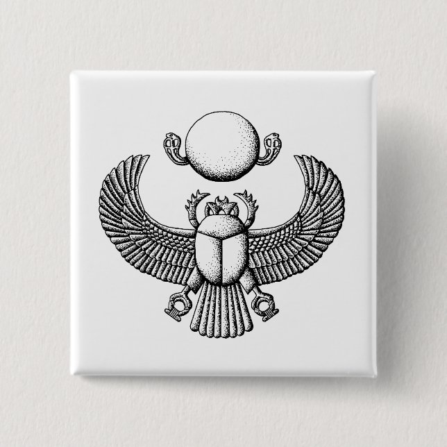 Ancient Egyptian Scarab Black and White Pinback Button (Front)