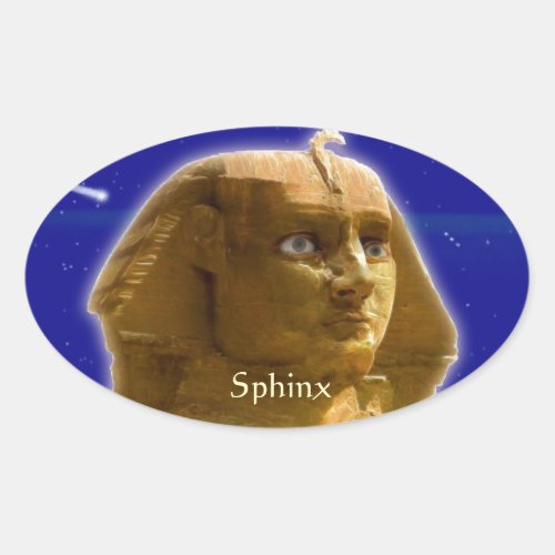 Ancient Egyptian Sphinx at Giza Art Design Oval Sticker