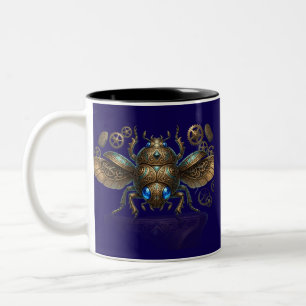 Ancient Egyptian Steampunk Mechanical Scarab Beetl Two-Tone Coffee Mug