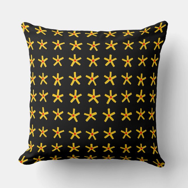 Ancient Egyptian Style Star Pattern - Black Throw Pillow (Front)