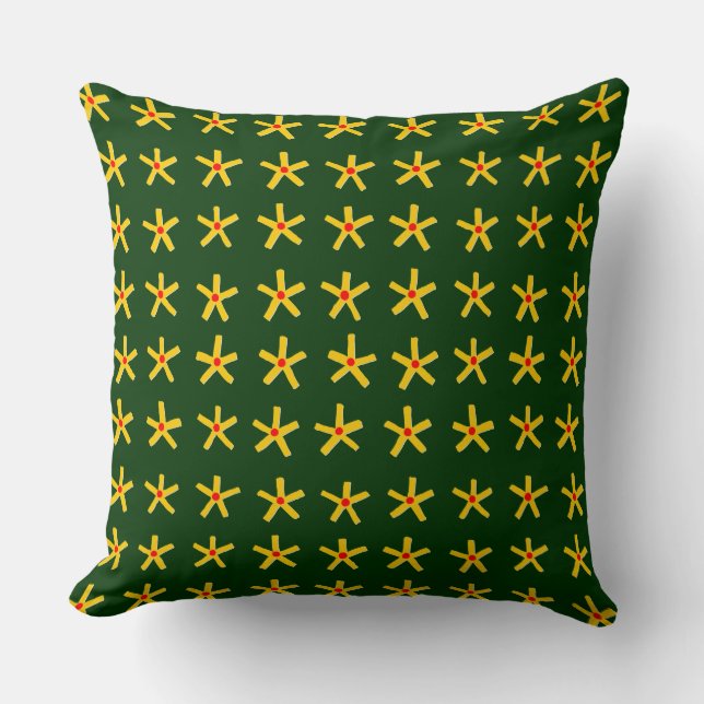 Ancient Egyptian Style Star Pattern - Dark Green Throw Pillow (Front)