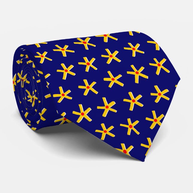 Ancient Egyptian Style Star Pattern V2 - Dark Blue Neck Tie (Rolled)