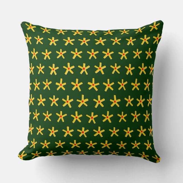 Ancient Egyptian Style Star Pattern V2 - Dk Green Throw Pillow (Front)