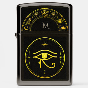 Ancient Egyptian Symbols Black Gold Lotus Luxury Zippo Lighter