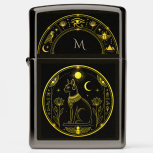 Ancient Egyptian Symbols Black Gold Pattern Luxury Zippo Lighter