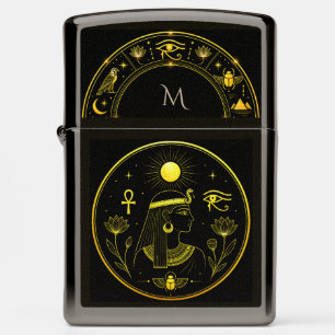 Ancient Egyptian Symbols Black Gold Pattern Luxury Zippo Lighter