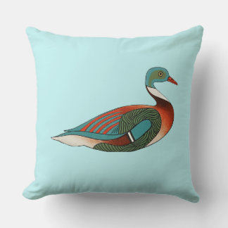 Ancient Egyptian Teal Duck Illustration Throw Pill Pillow