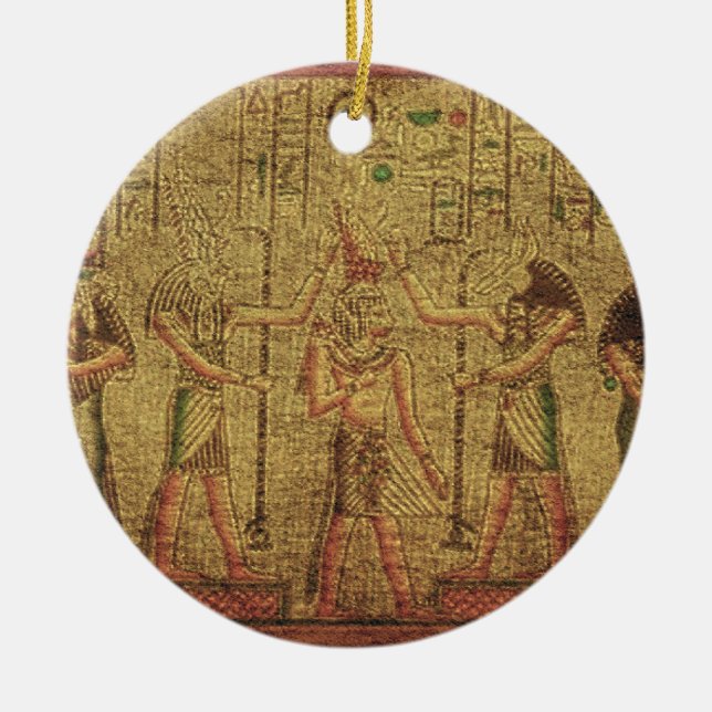 Ancient Egyptian Temple Wall Art Ceramic Ornament (Front)