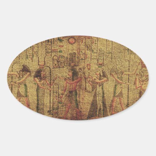 Ancient Egyptian Temple Wall Art Oval Sticker