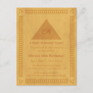 Ancient Egyptian Themed Birthday Party Invitations