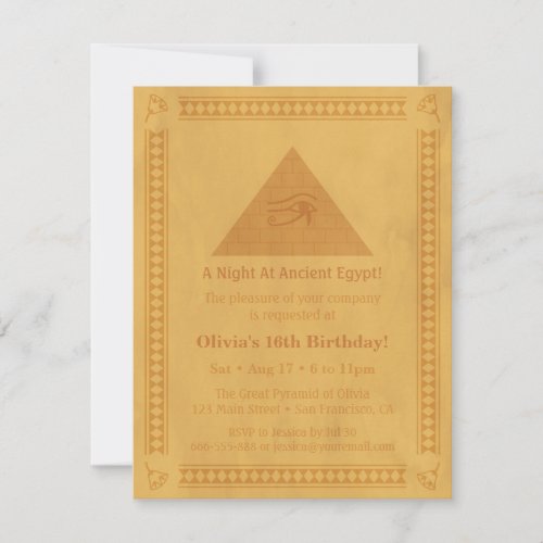 Ancient Egyptian Themed Birthday Party Invitations