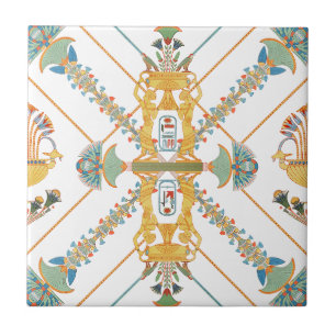 Ancient Egyptian Vintage Art Gold Green Ceramic Tile