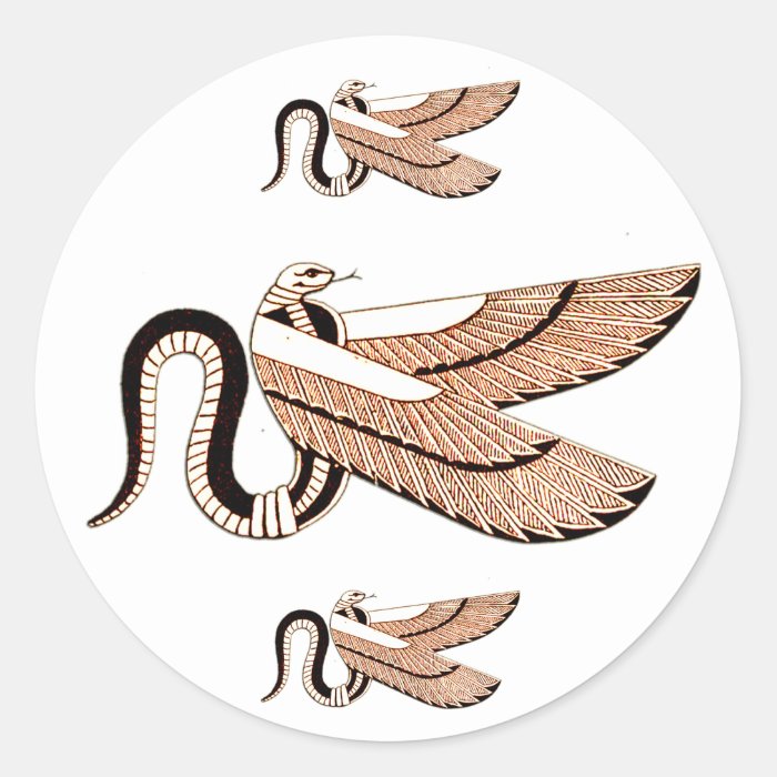 Ancient Egyptian Winged Serpent Symbol Round Stickers