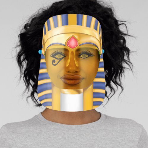 Ancient Egyptian Woman Female Pharaoh Gold  Blue Face Shield