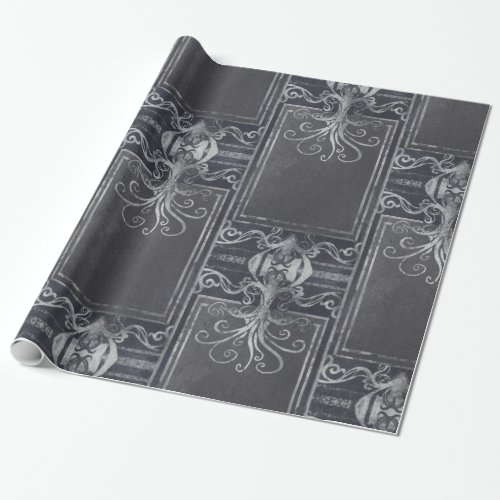 Ancient Eldritch Victorian Purple  Silver Wrapping Paper