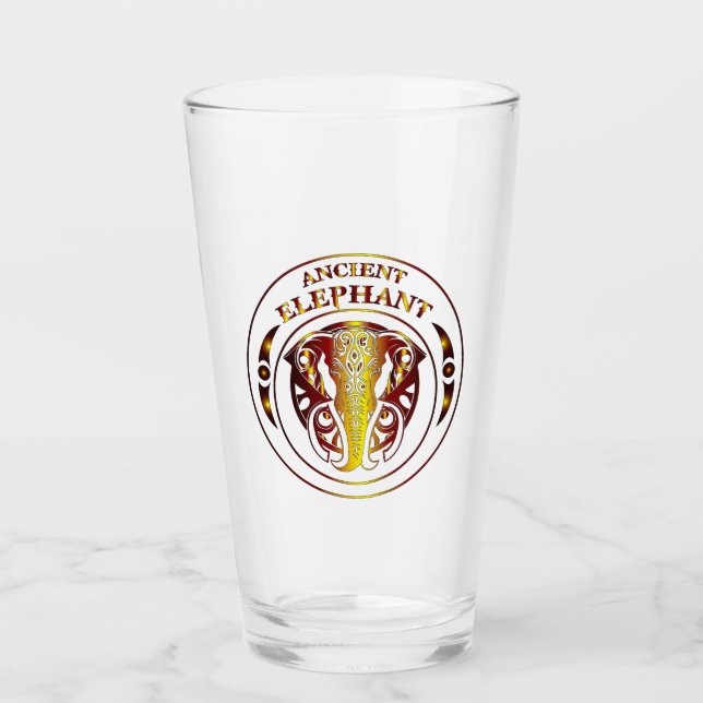 Ancient Elephant Drinkware Glass (Front)