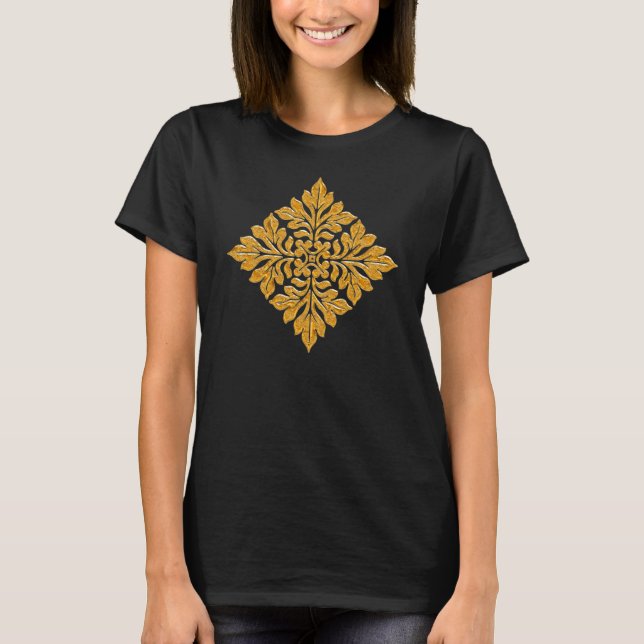Ancient english tile shiny bright gold T-Shirt (Front)